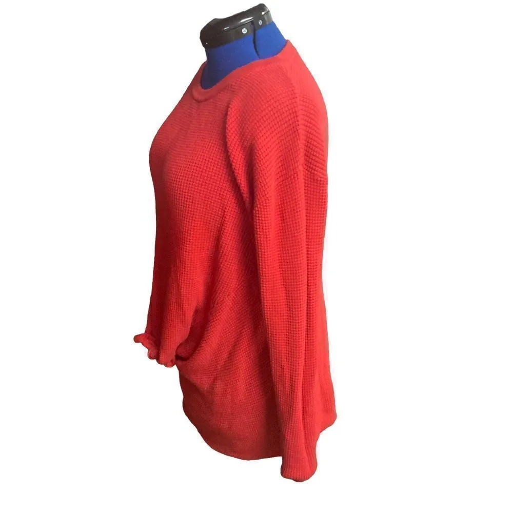 Sexy Bow Tie Pullover Sweater Long Sleeves Size Large Red - Image 6