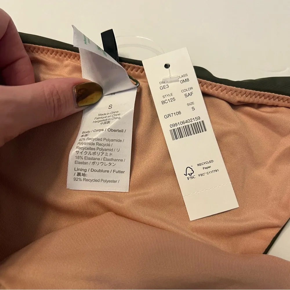 J Crew Curved Waist Cheeky Bikini Bottoms in Safari Green Size S New - Image 6