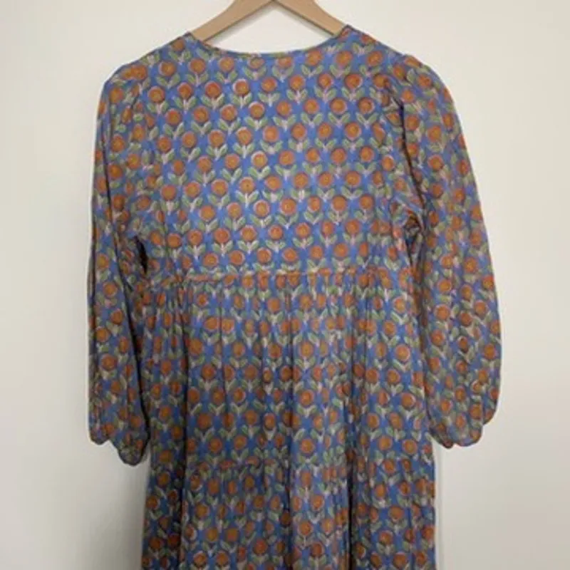 Emerson Fry India Collection Heirloom Maxi Dress Wednesday Flower Blues Womens Blue Size XS - Image 11