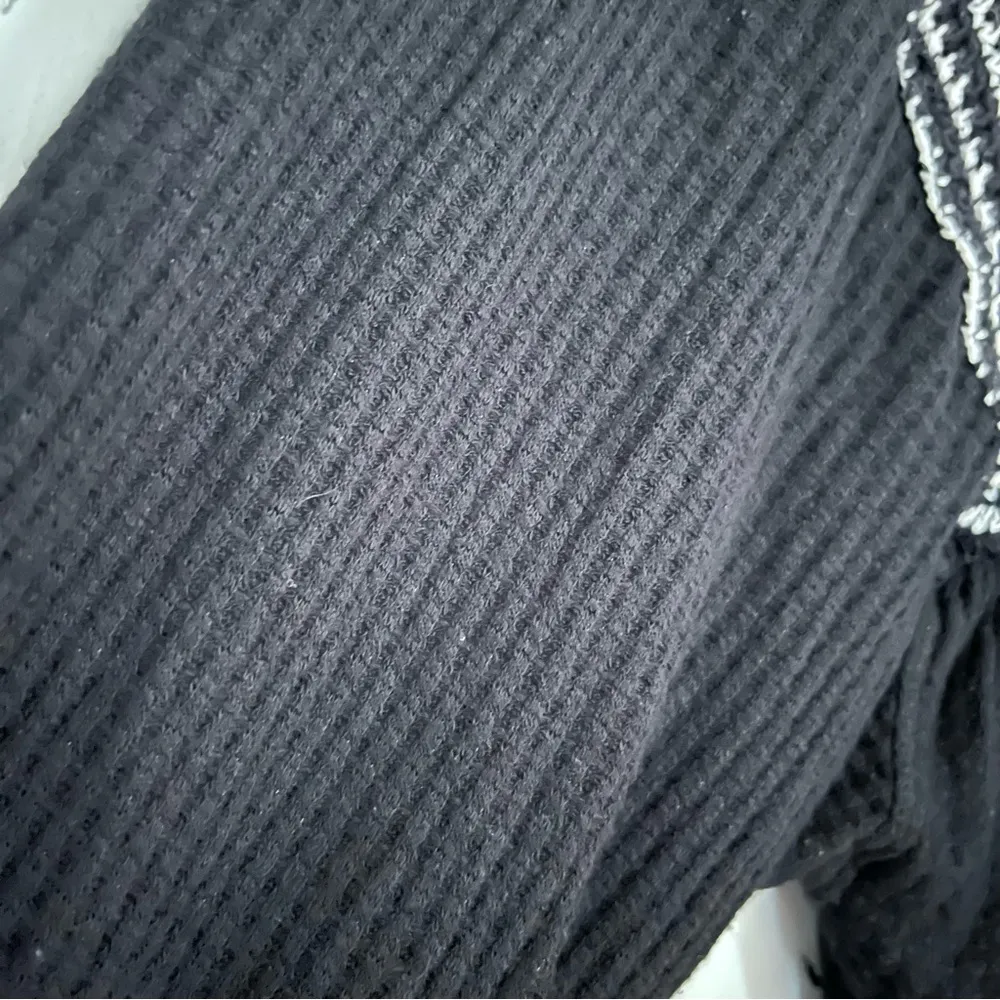 Free People Soul Mate Black Waffle Crochet Knit Sweater Size Small - Image 11