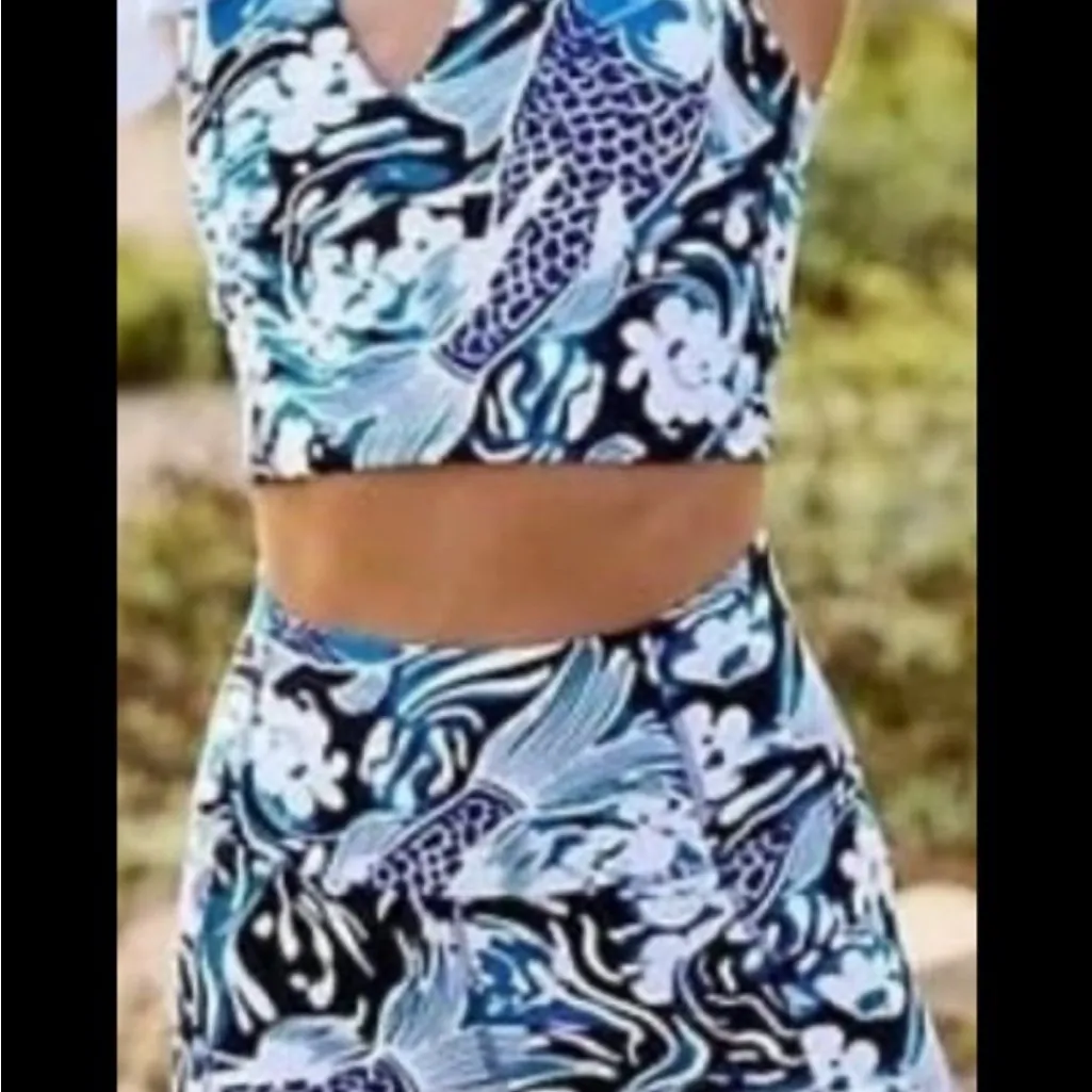 Free People Movement Never Better Printed Running Shorts. Size Small Blue - Image 3