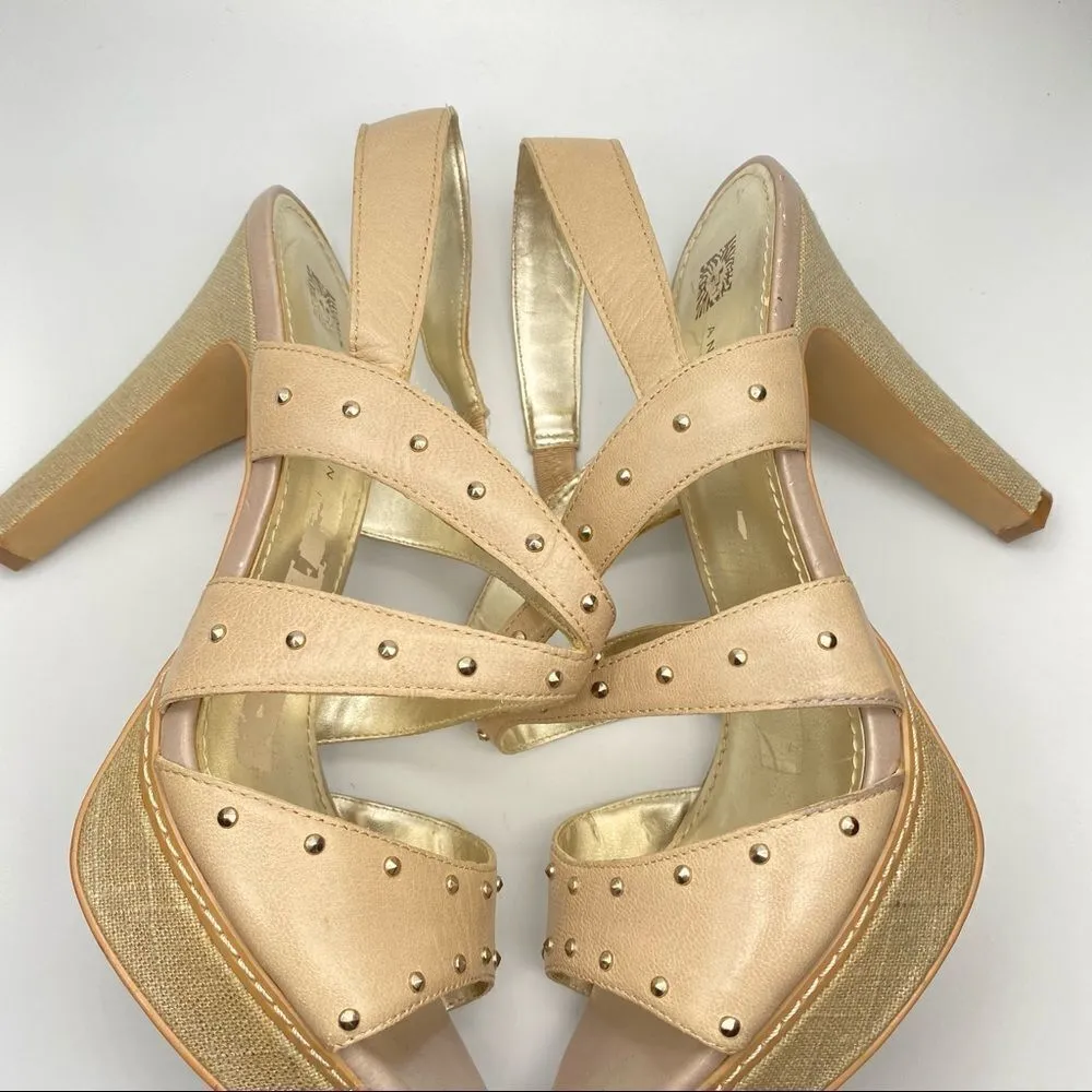 Anne Klein Florissa Leather Platform Sandals Heels‎ - Image 2