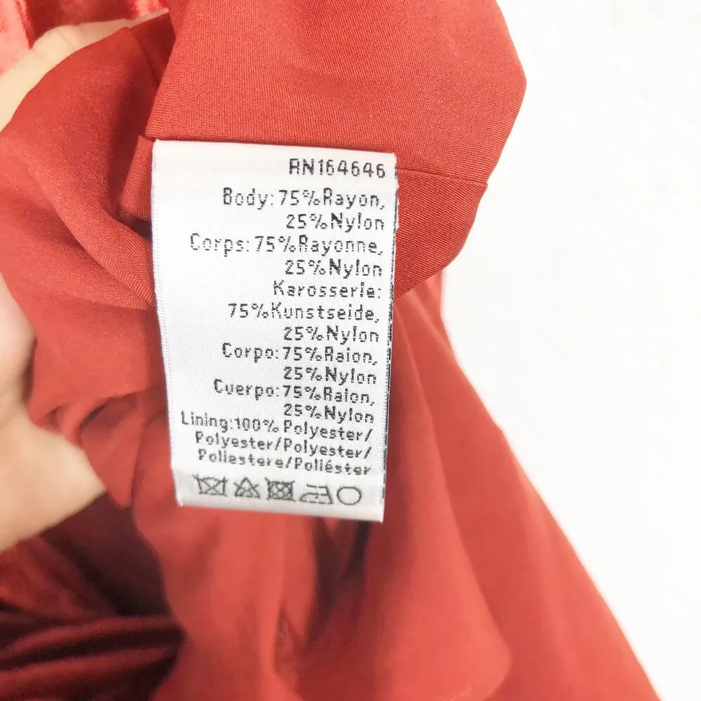 Mestiza New York Mara Red Rust Velvet Slip Open Back Cross Strap Gown Medium - Image 7