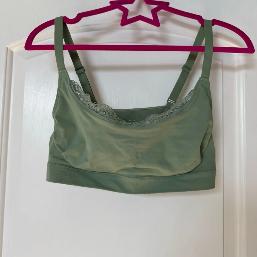 Green Lace Trim Bralette NWOT Size L - Image 5