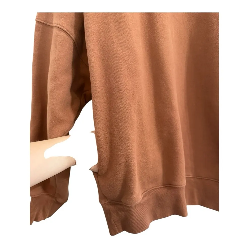 TNA Sweatfleece Cozyfleece Mega Fit Mock neck sweatshirt brown orange size 2 Size M - Image 2