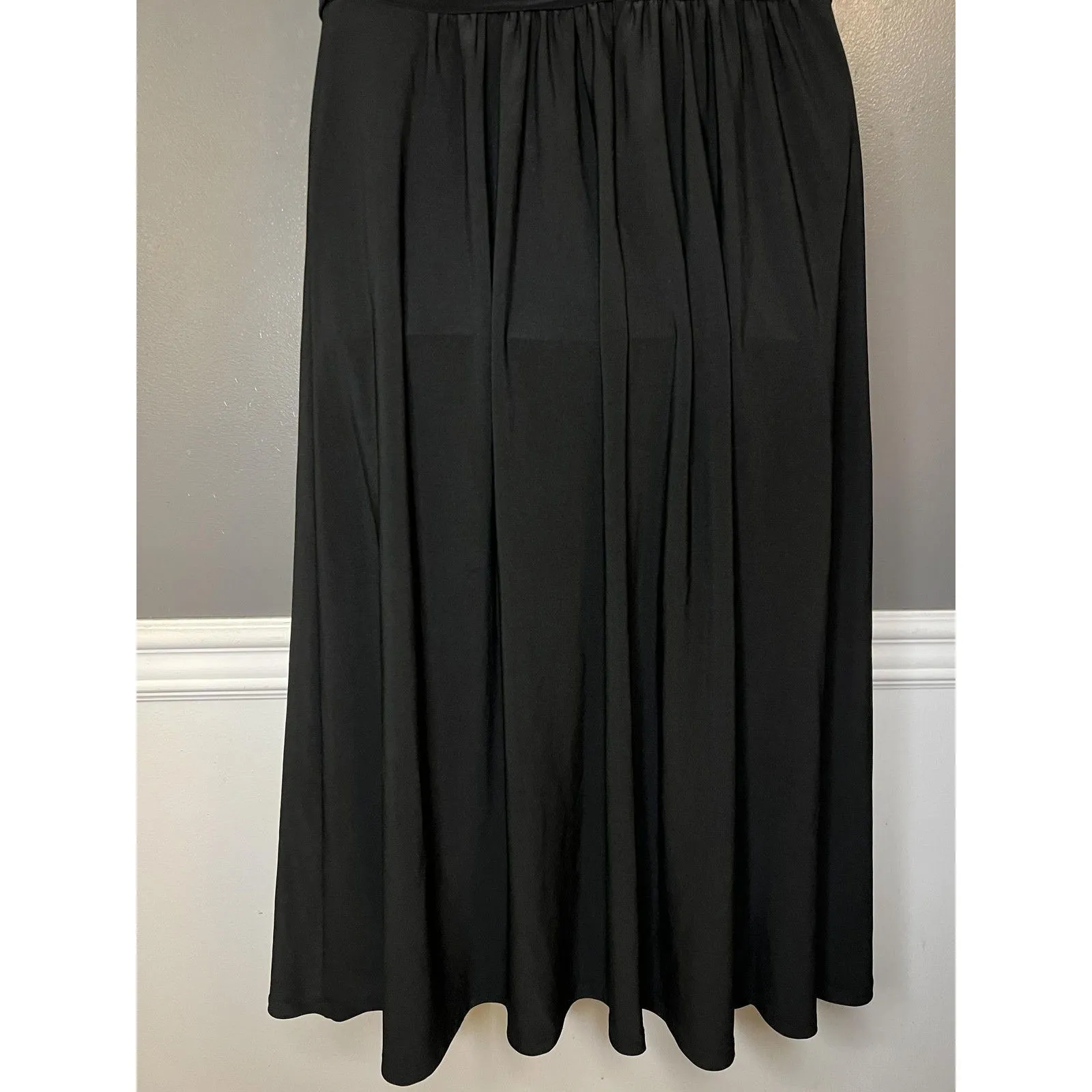 Jones New York Dress Womens 10 Black Halter Beaded Neck Ruched Maxi Evening - Image 8