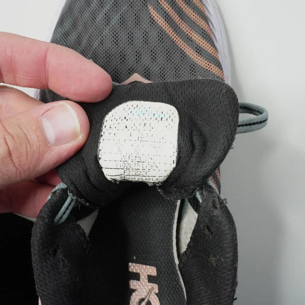 Hoka One One Rincon Womens 7.5 Gray‎ Salmon Pink Chunky Lace Up Comfort SEE Gray - Image 9