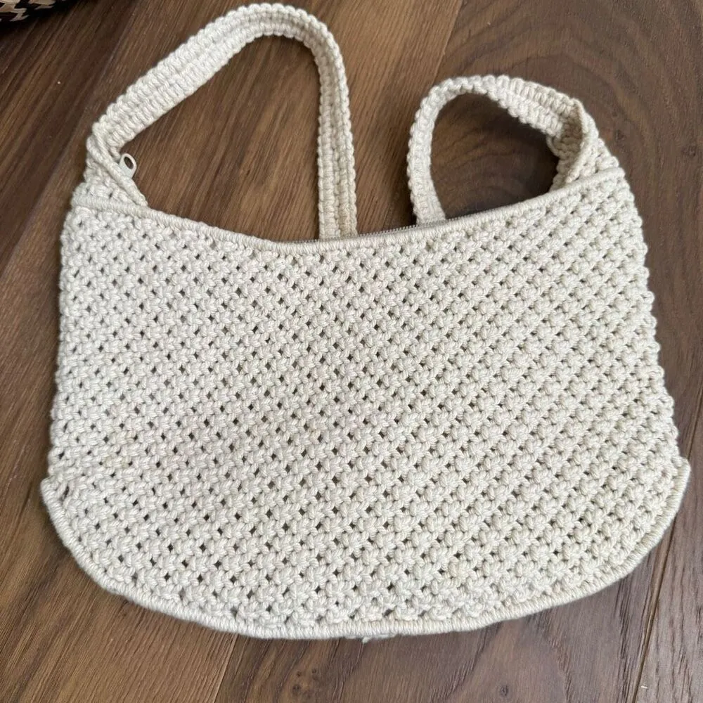Vintage 70s Macrame Shoulder Sling Bag Boho - Image 6
