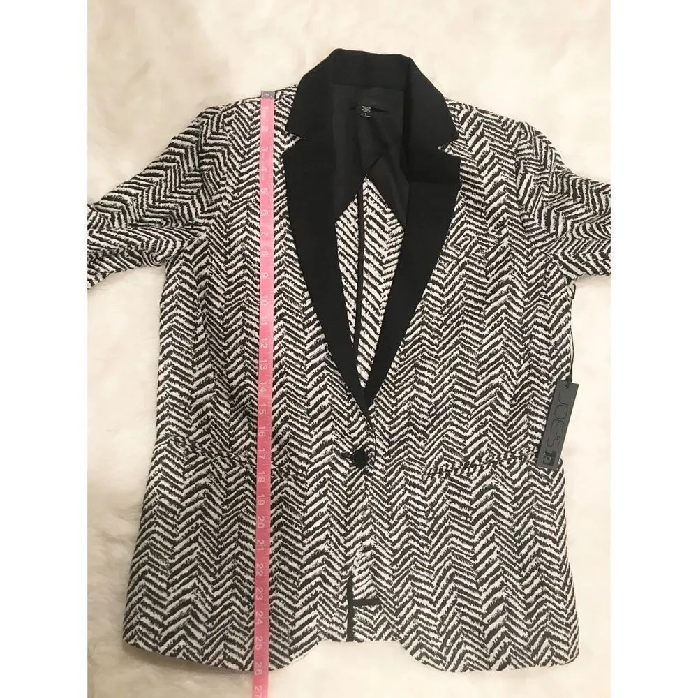 JOE’S JEANS Zebra Print Tuxedo Jacket Blazer‎ Boyfriend Black Gray Small New - Image 7