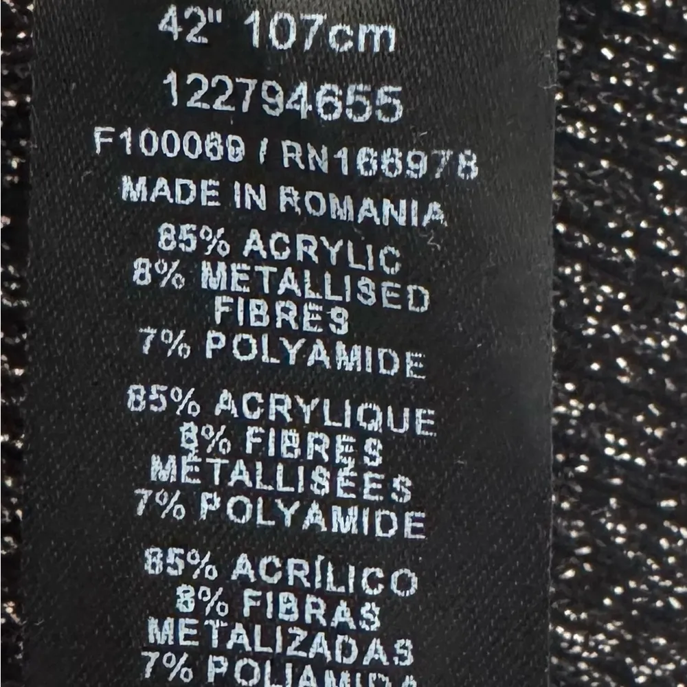 ASOS Design Black metallic ribbed crewneck Sweater, size L bohemian festive - Image 4