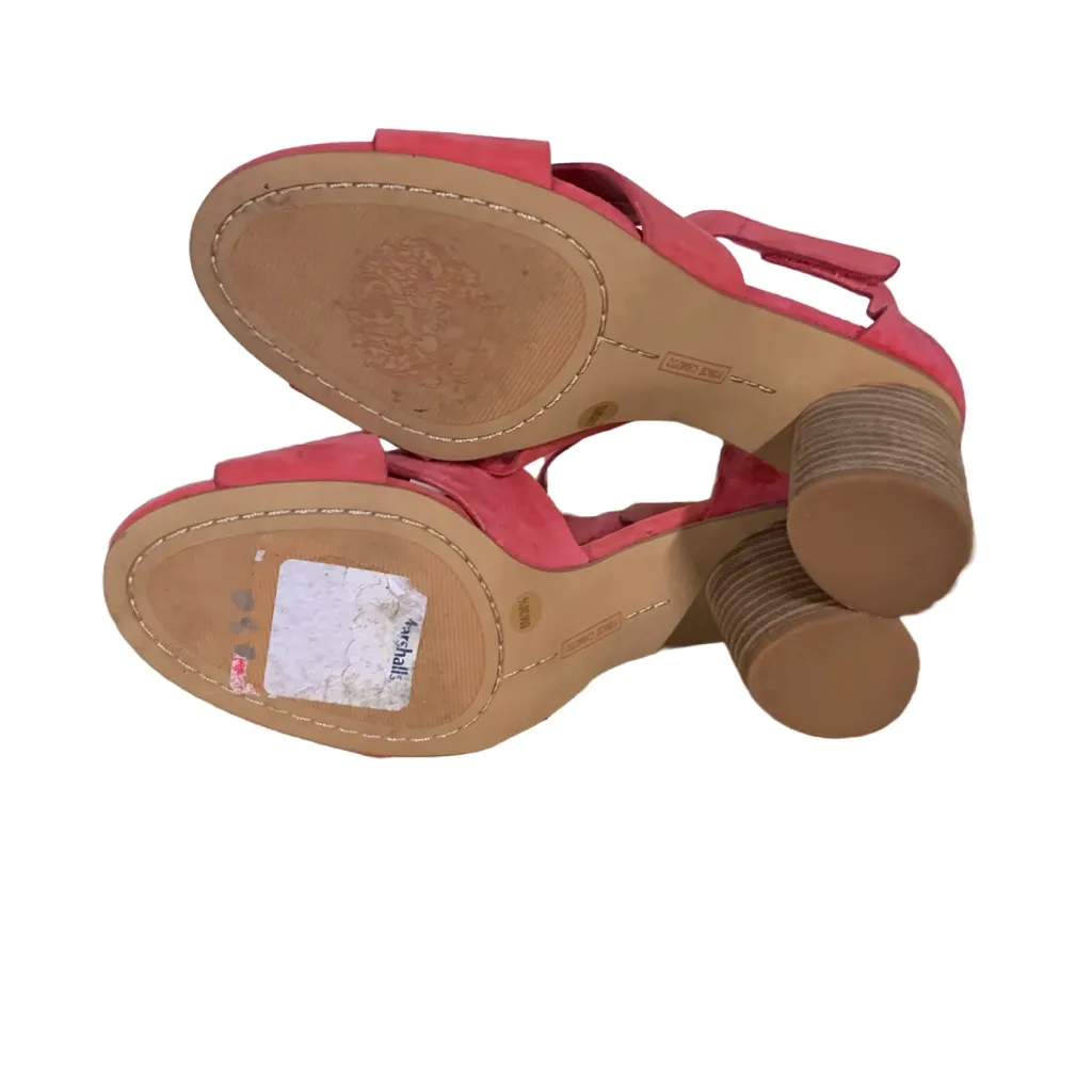 VINCE CAMUTO "JESSERA" SALMON PINK SUEDE ANKLE STRAP HEELS (6M) - Image 9