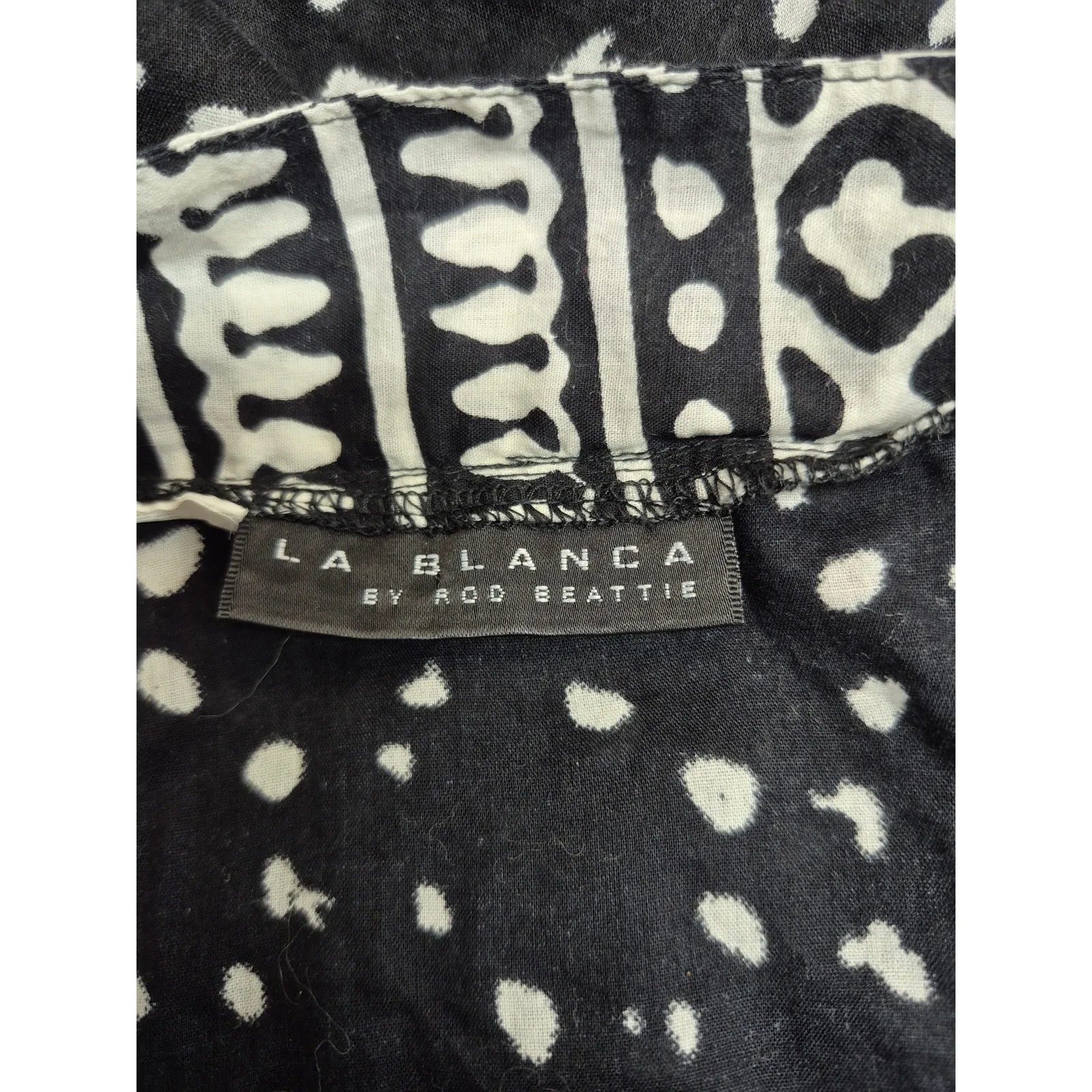 La Blanca Rod Beattie Black/White Cover Up Tunic 100% Cotton M - Image 5