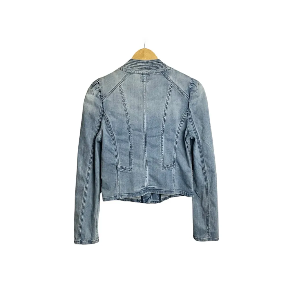 Vero Moda Moto Style Denim Jacket Size Small Blue New - Image 3