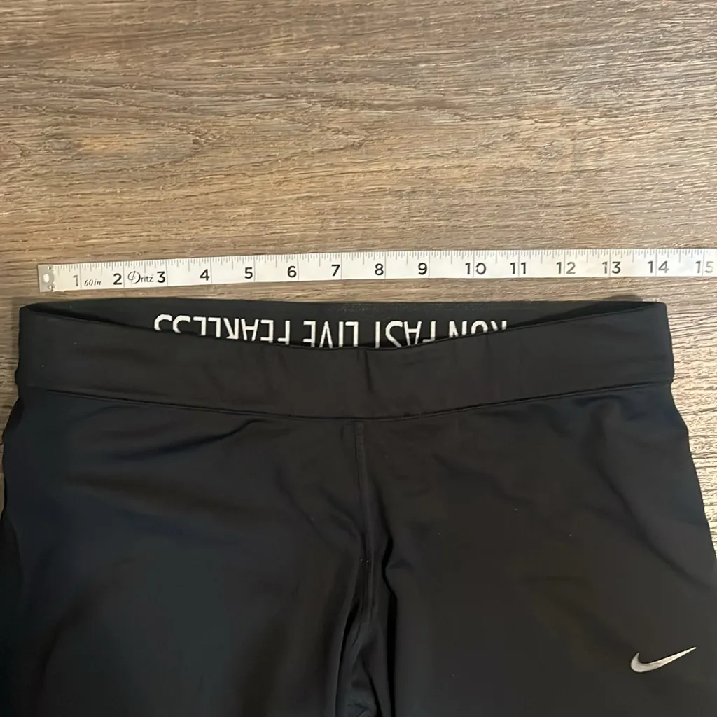 NIKE RUNNING DRI FIT CAPRI Women’s Black Low Rise Leggings Large - Image 7