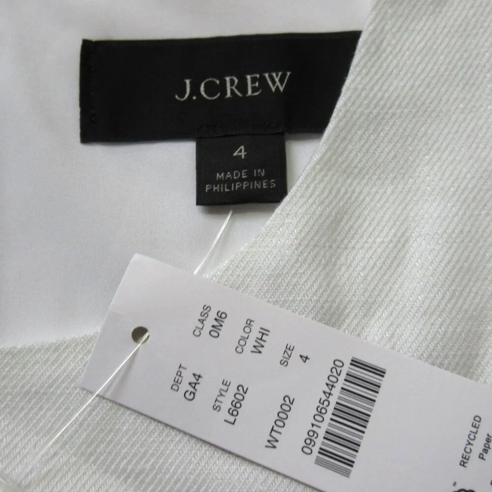 NWT J.Crew Resume Sheath in White Stretch Linen Blend Dress 4 $168 - Image 3