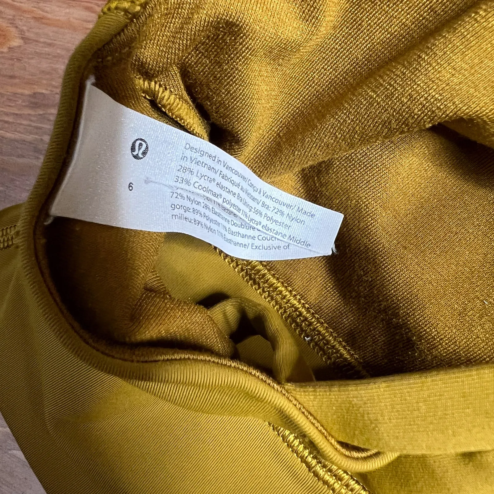 Lululemon Energy Bra High Neck Long Line Tough Size 6 Gold Spice Mustard Crop‎ - Image 9