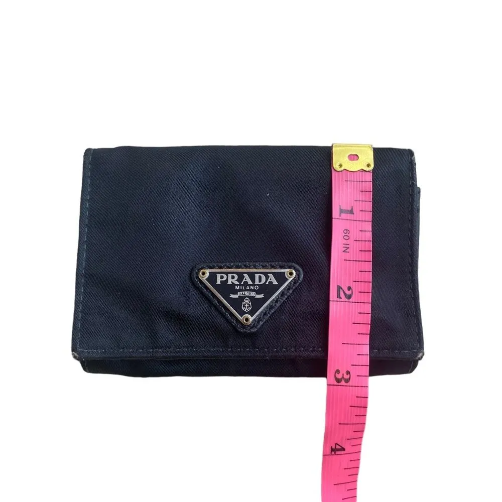 Prada Women’s Nylon Tessuto Mini Wallet Black Iconic Y2K‎ Multi-compartment - Image 8