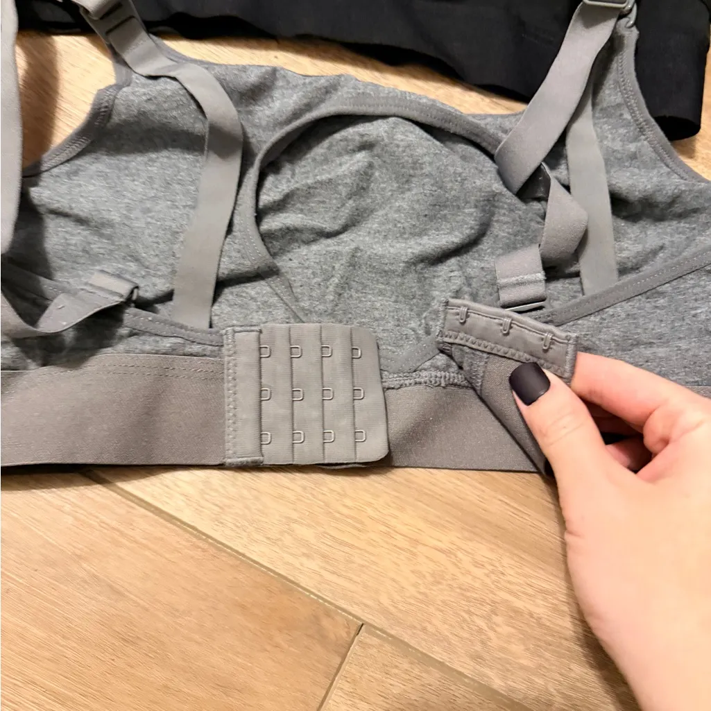 Pumping Bra Black and Gray Women's Bra x2 size medium breastfeeding top - Image 6