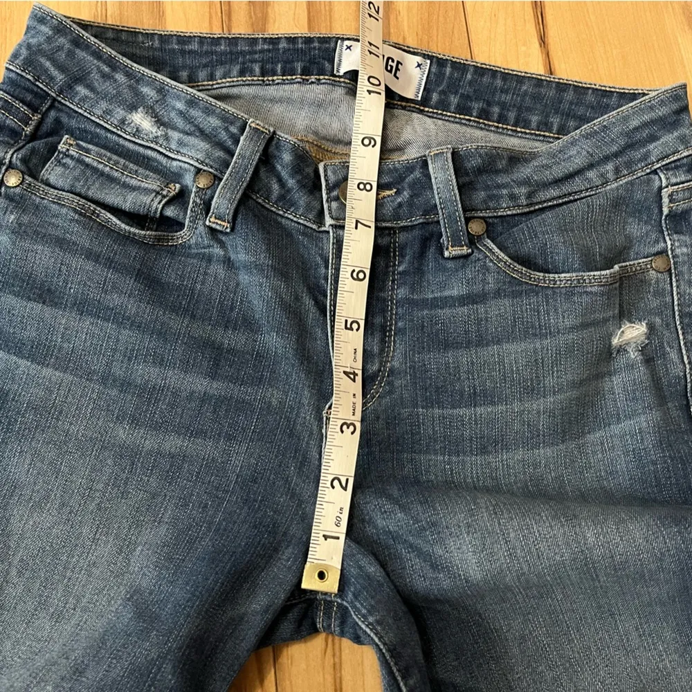 Paige Verdugo Skinny Distressed Jeans  28 Mid-Rise Stretch Med Wash Blue Denim - Image 3