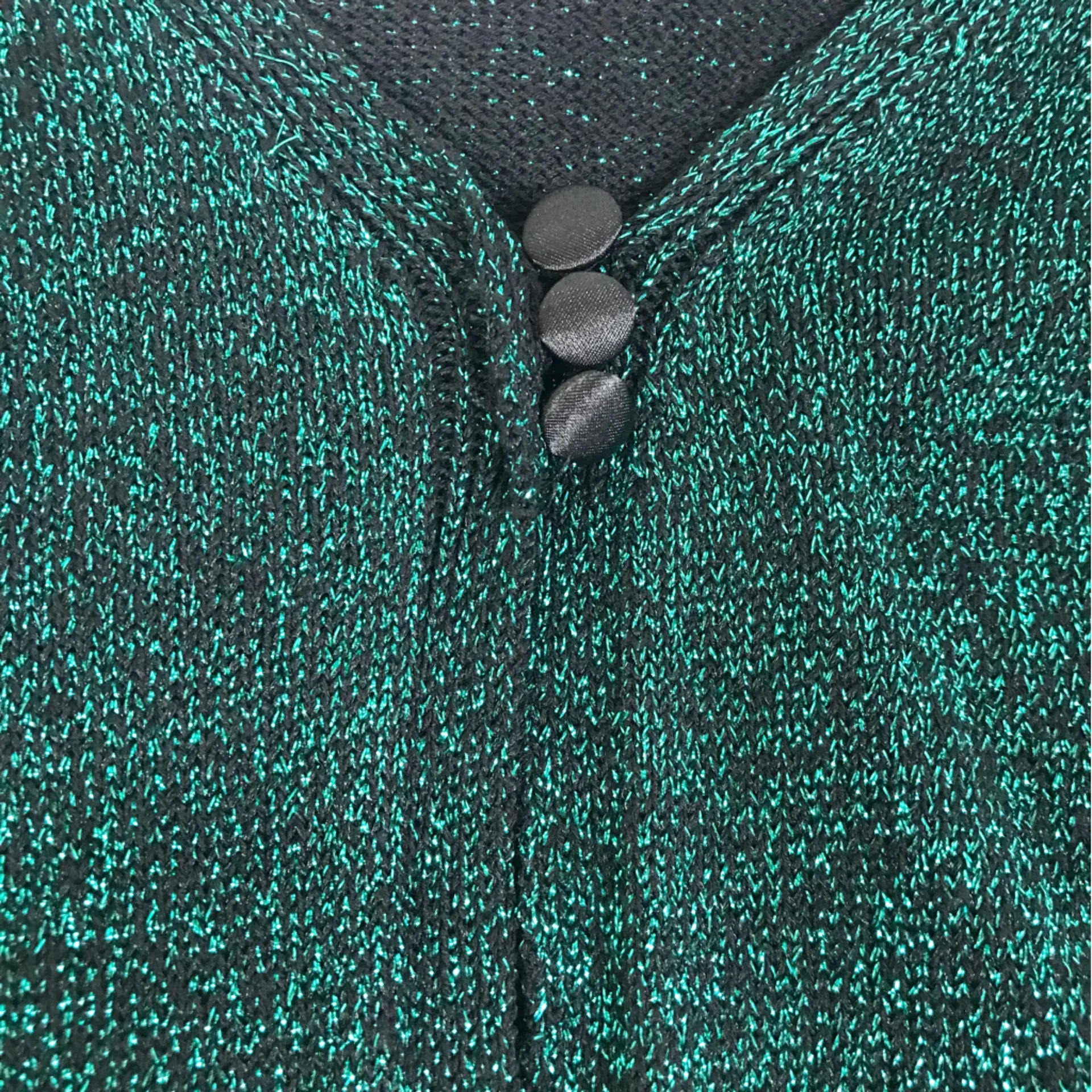 FREE PEOPLE Emmaline Metallic Green Cardigan Long Sleeve‎ Goth Dark Romantic XS - Image 9