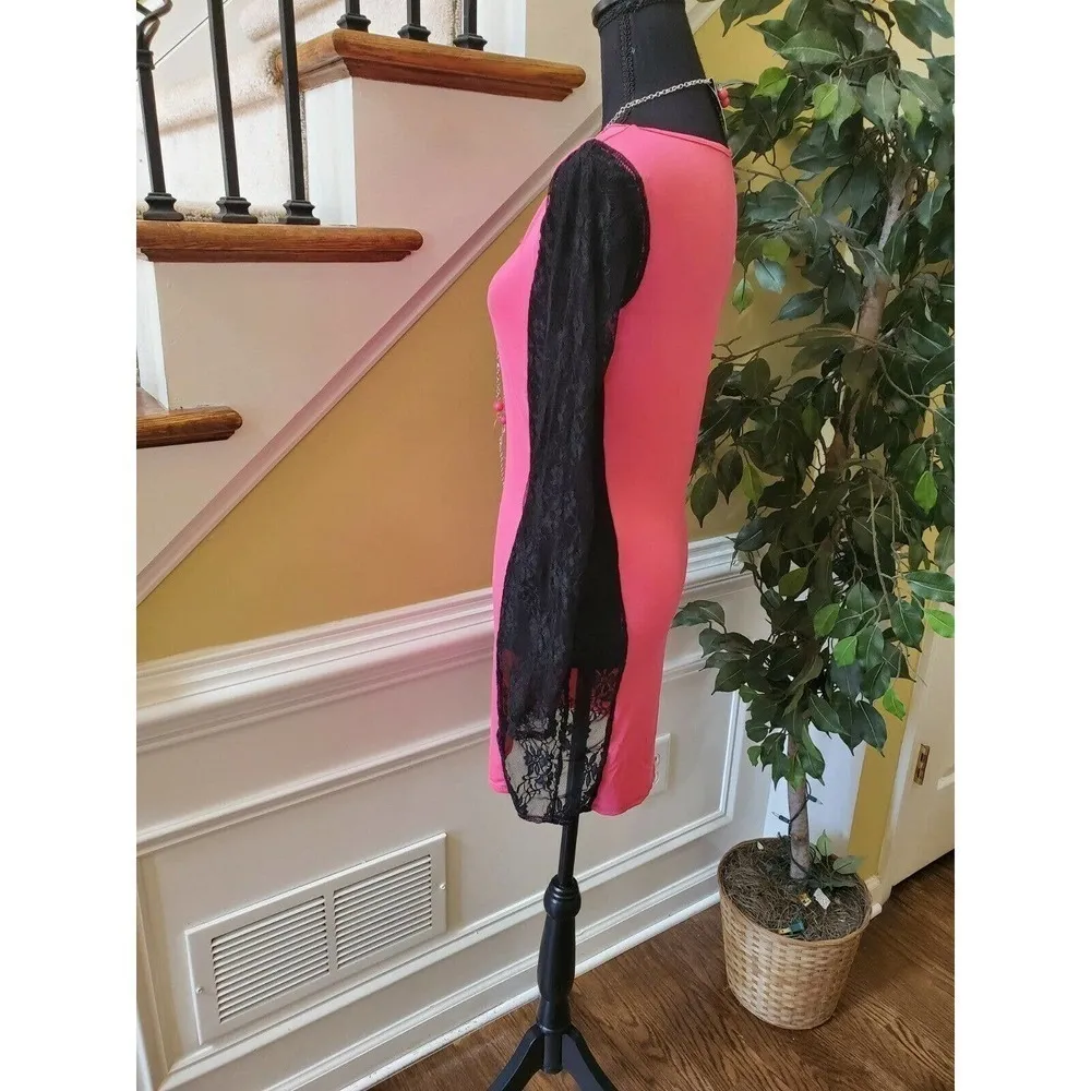 Plain Bodycon Dress Lace Sleeve Mini - Image 4