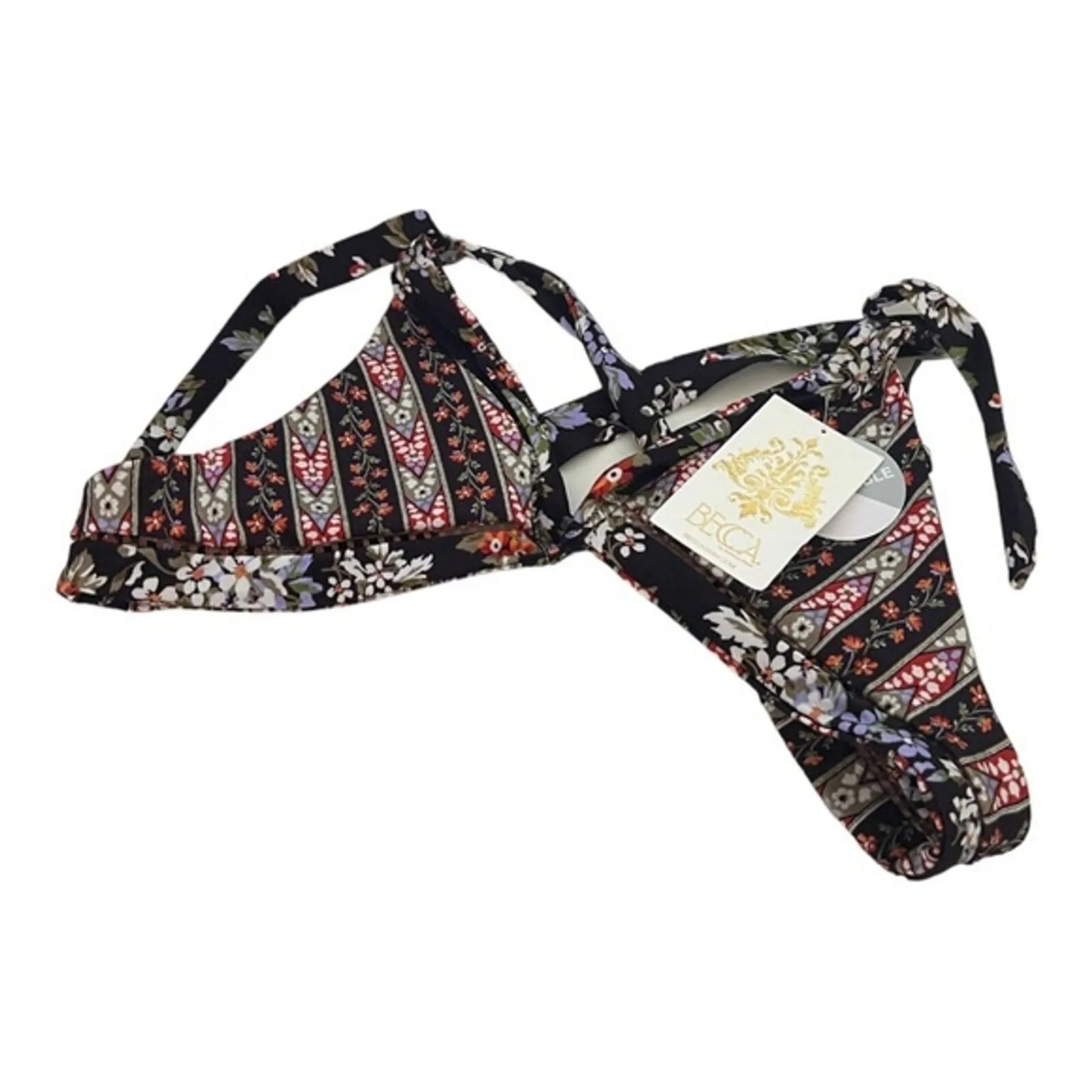 Becca Bikini Womens Small Rebbeca Virtue Purple Floral Two Piece Reversible Top - Image 6