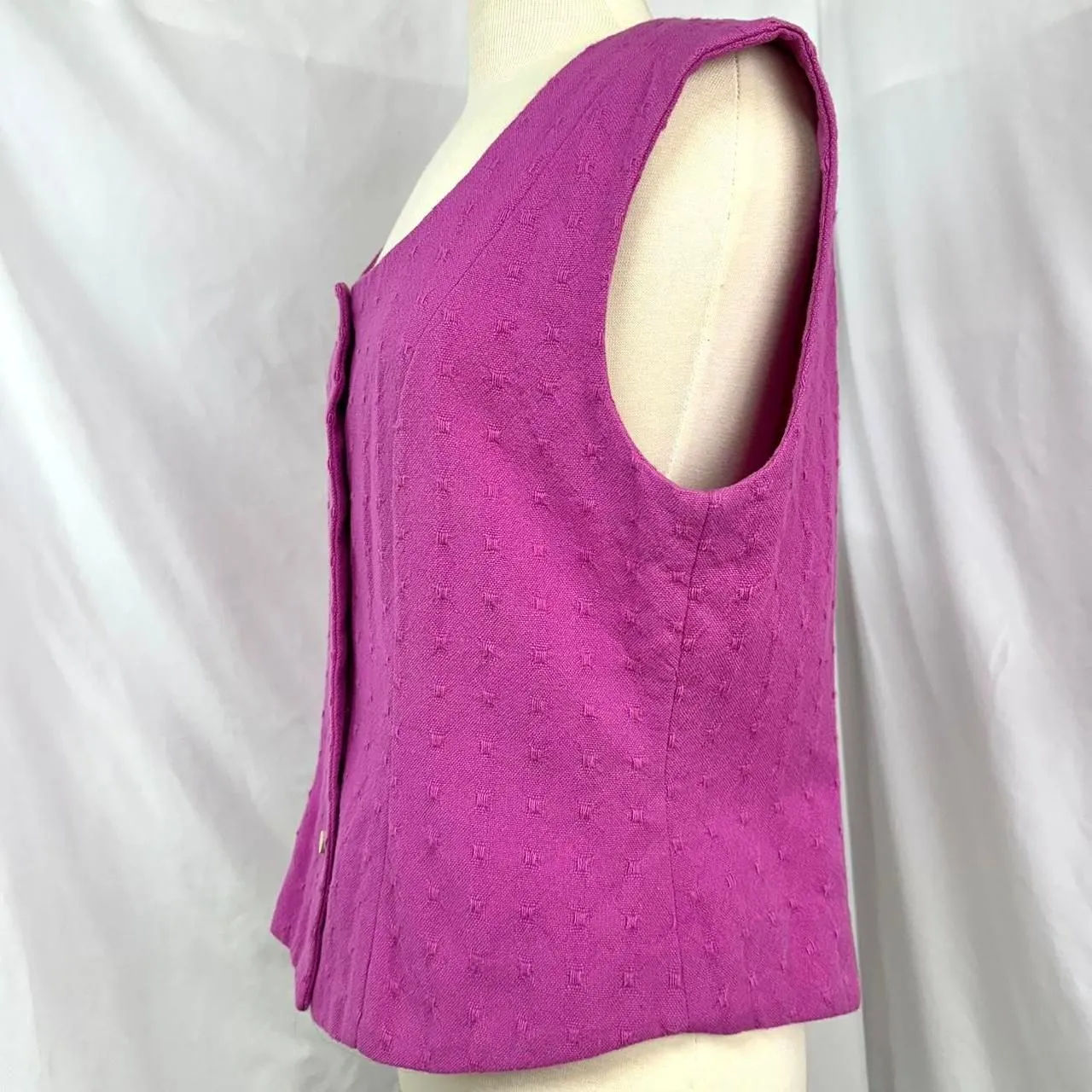 HANDMADE Pink Square Neck Button Front‎ Vest Princess Seams Women's L Corset Purple Size L - Image 3
