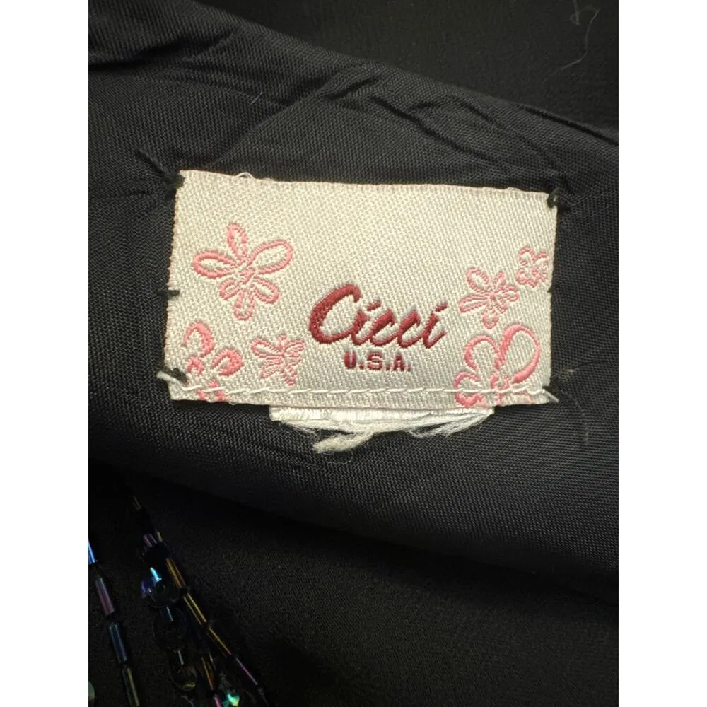 Vintage Cicci Black dress beading & sequenced handkerchief hem dress size small - Image 11