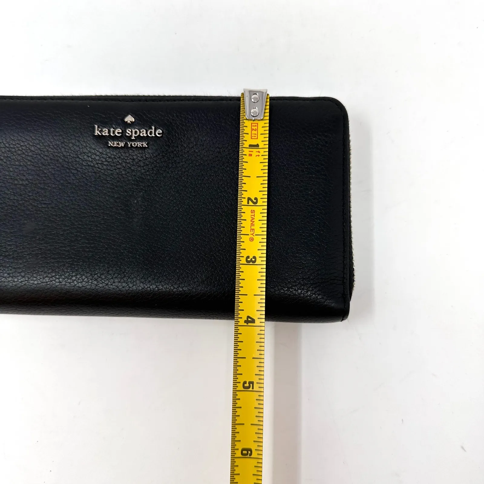 Kate‎ Spade Pebbled Leather Zip Wallet Black - Image 8