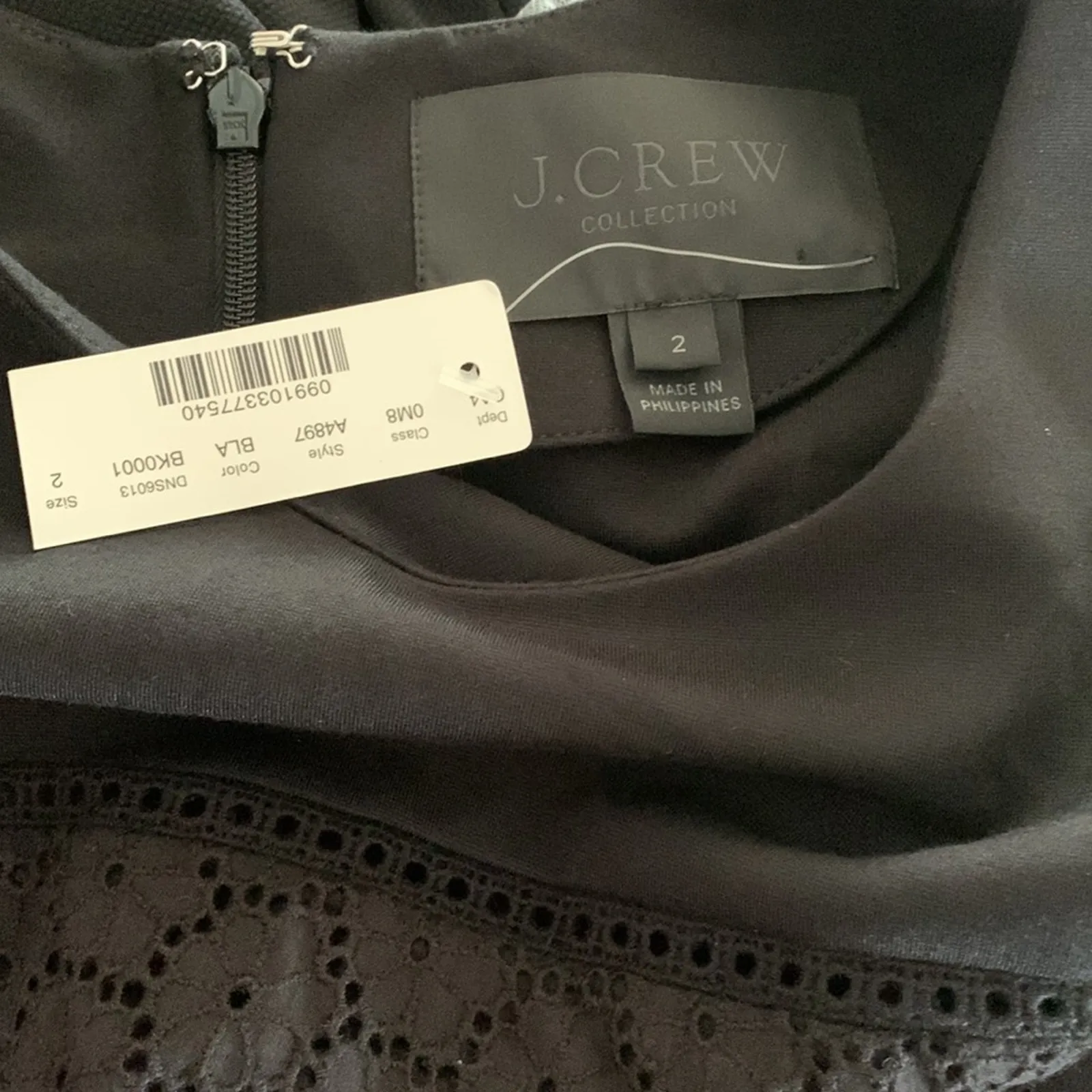 J crew women's size 2 xs black lbd eyelet dress knee length business casual new - Image 4