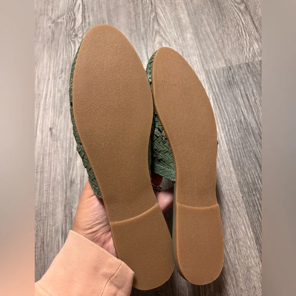 Salt + Umber Lily Woven Mules in Sage Green Size 10 - Image 5