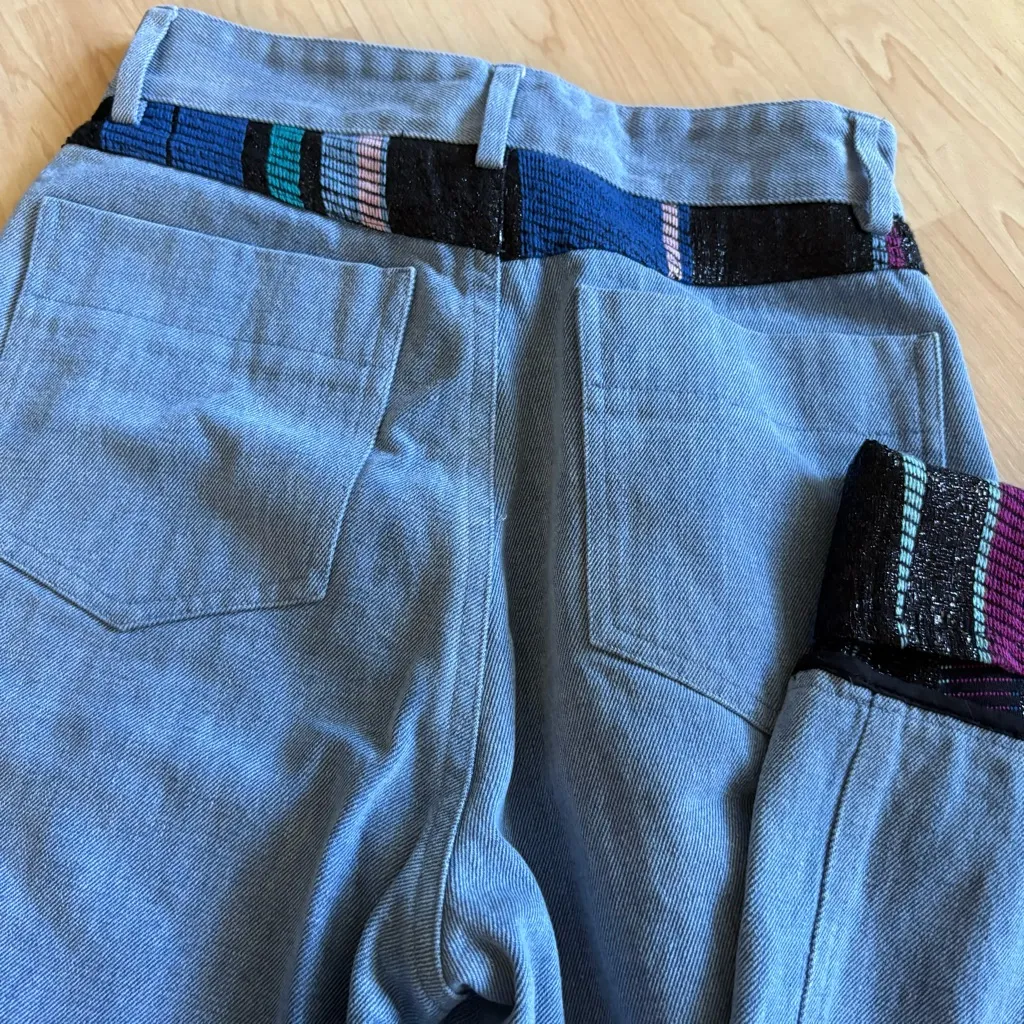 BENJAMIN BENMOYAL Cassette Tape‎ Hem Jeans Flip Cuff Size XS Blue - Image 12