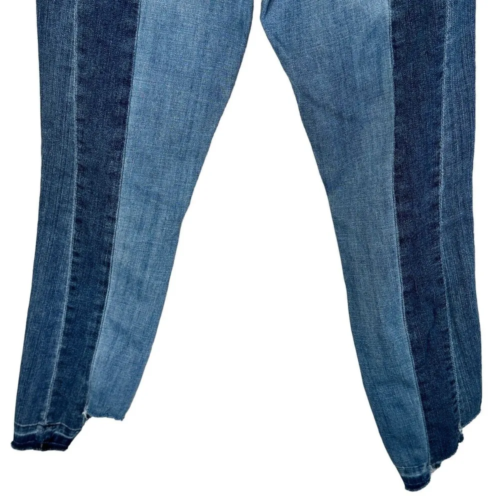 Blank NYC SZ 25 High & Low Skinny Crop Jeans Patchwork Zip-Fly Frayed Step Hem - Image 7
