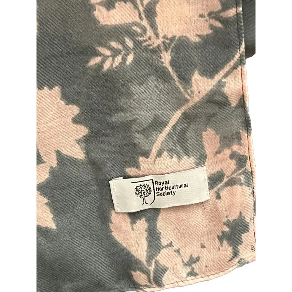 Royal Horticultural Society Scarf Pink Gray 100% polyester Birds 70" x 26" - Image 4