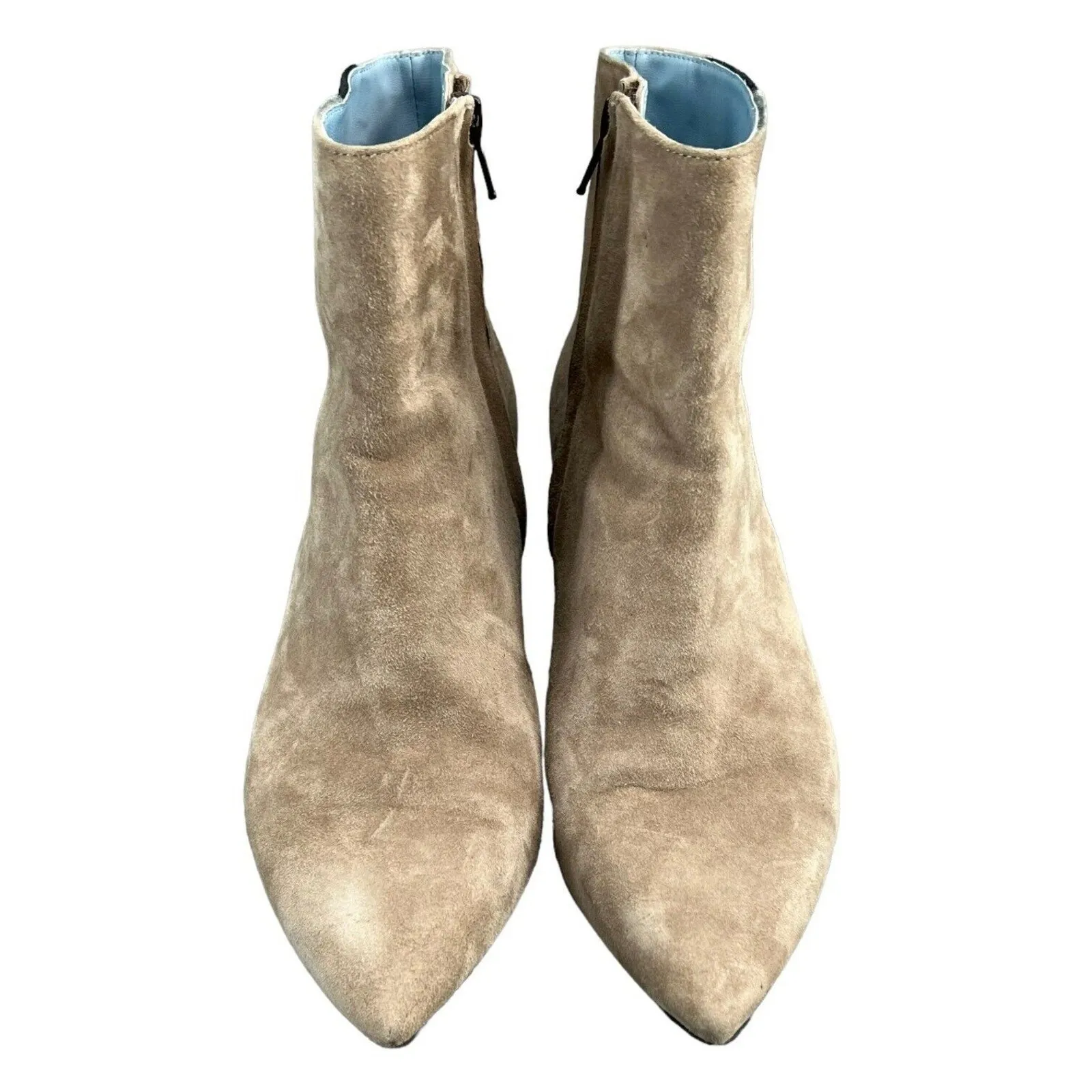 Shoes Of Prey Booties Womens 7 Tan Suede Leather Heeled Ankle Boots Pointed Toe Brown - Image 3