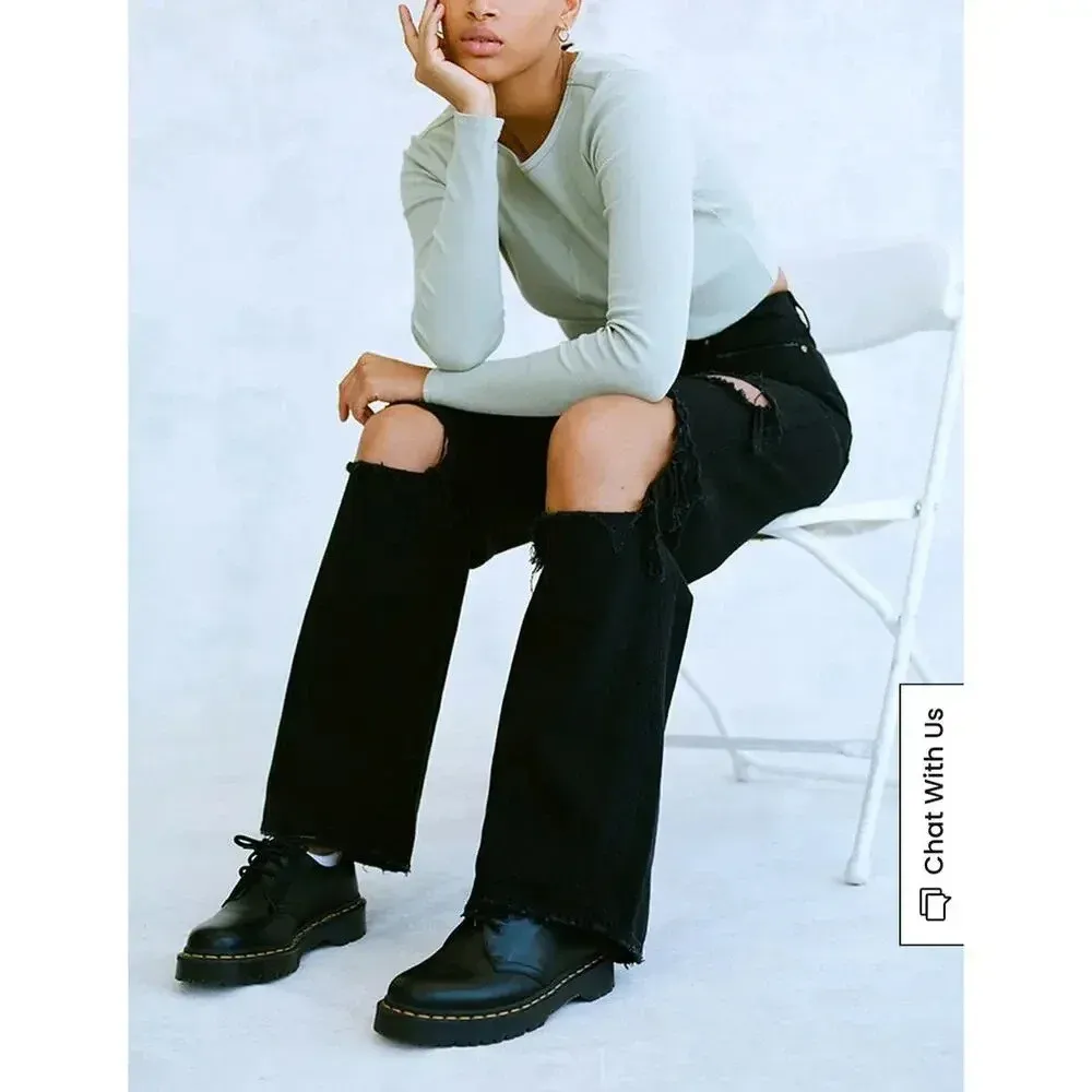 PacSun Women's Size 26‎ High Waisted Distressed Black Baggy Jeans - Image 5