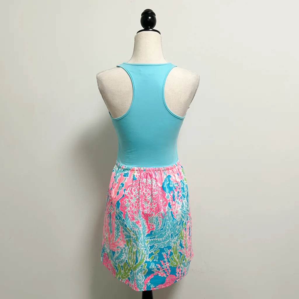 Lilly Pulitzer Lets Cha Cha Danita Racerback Sleeveless Ocean Print Mini Dress - Image 4