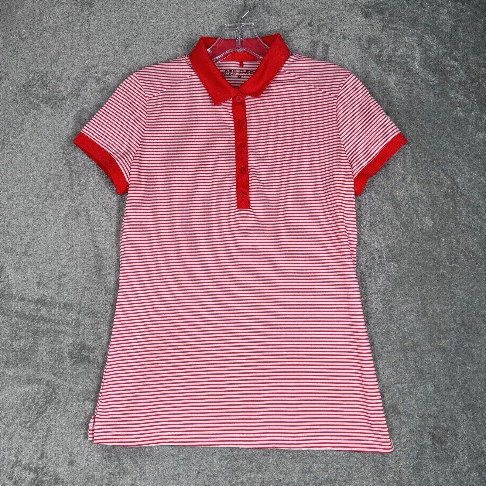 NIke Shirt Womens Small Orange White‎ Striped Golf Polo Casual Preppy Outdoors - Image 2