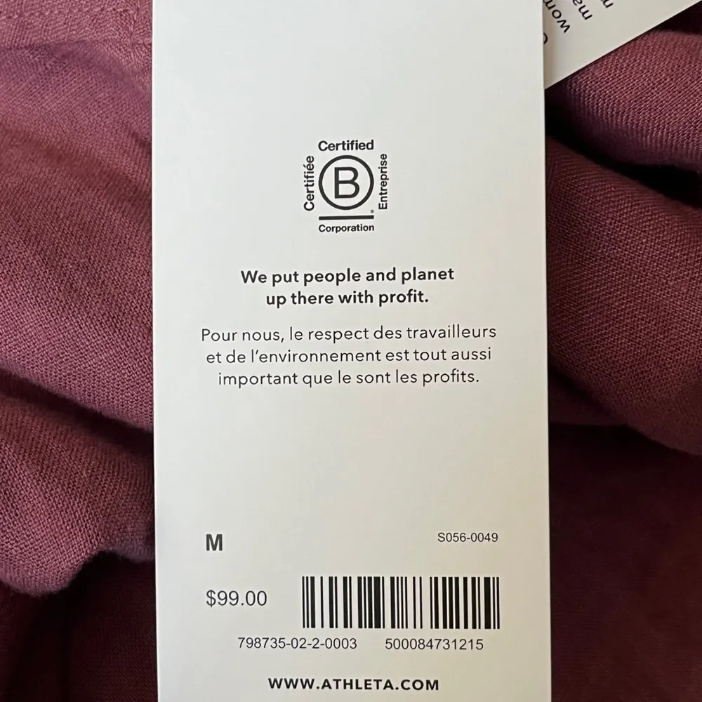 Athleta Linen Button Down Long Sleeve Playa Shirt Tawny Rose Size Medium - Image 12