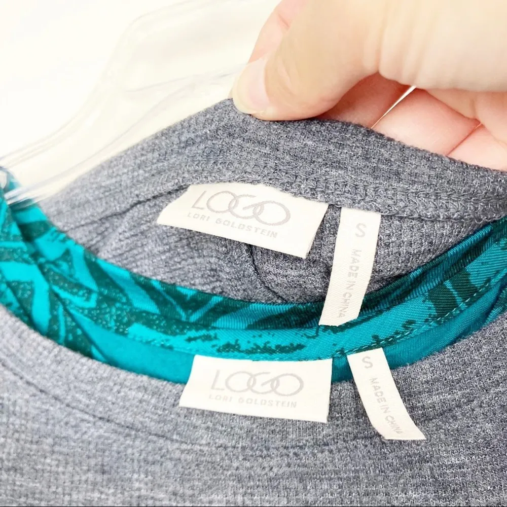 LOGO Lori Goldstein Gray Green Layered Long Sleeve Top Sz S - Image 4