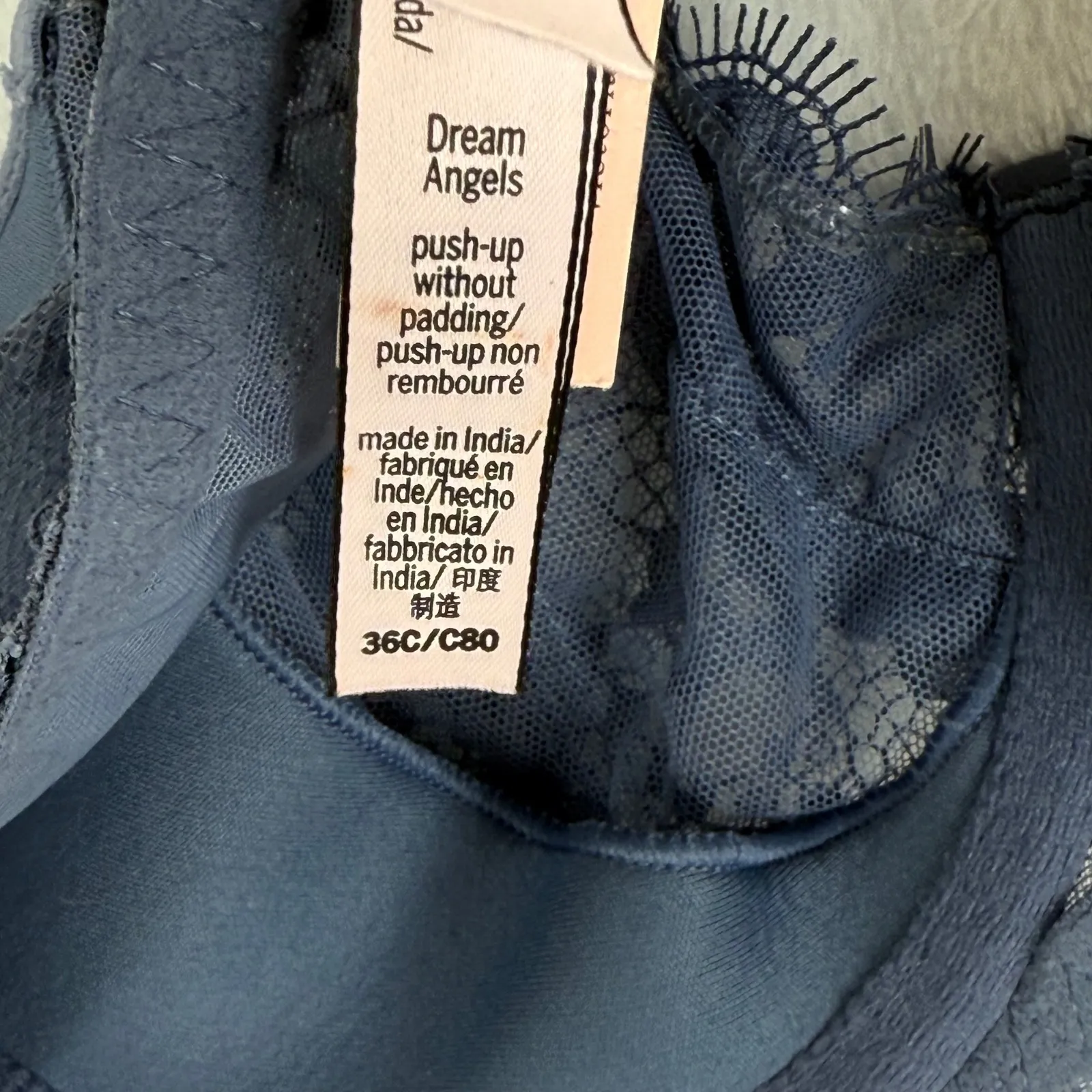 Victoria's Secret Dream Angels Lace Push Up Bra 36C Floral Blue‎ - Image 8