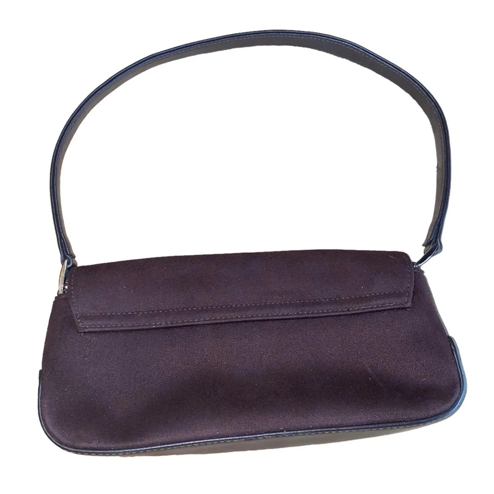 Liz Claiborne Faux Suede Baguette Shoulder Bag Brown Y2K Vintage Style - Image 4