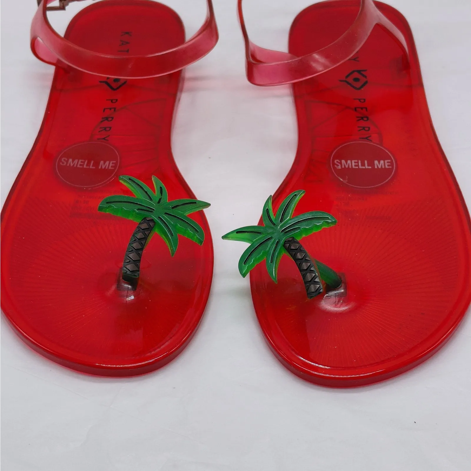 Katy Perry The Geli Thong Sandals Women 6 Red Palm Tree Slip On Casual Flip Flop - Image 4