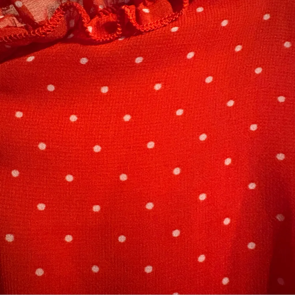 Altar’d State Bowie Romper Women’s Sz‎ Small Red Polka Dot Ruffle Zippered Back - Image 9