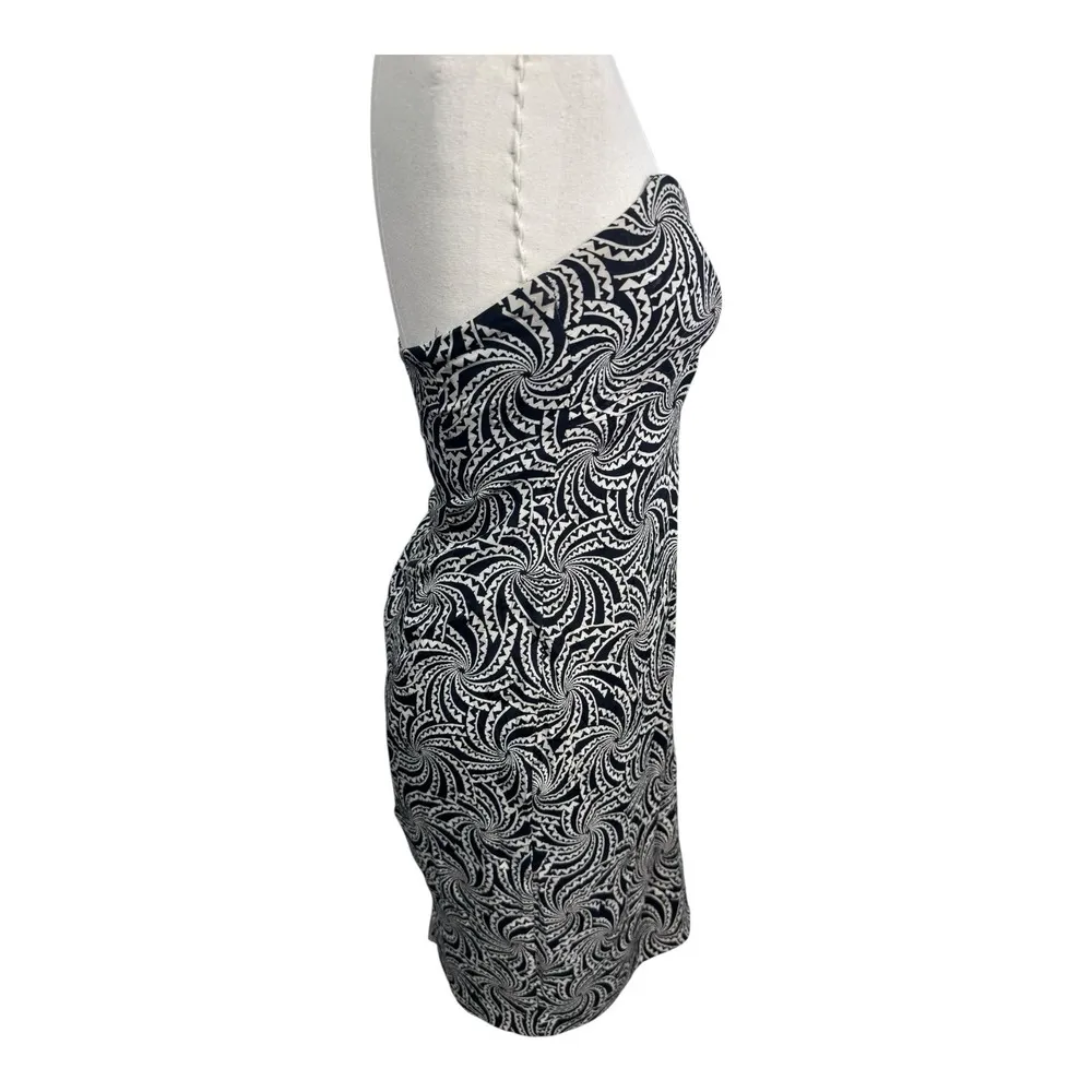 Nicole Miller Collection Strapless Bodycon Mini Dress Y2K Abstract Print Black 6 - Image 5