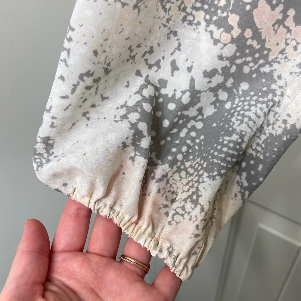 NWOT Juicy Couture women’s gray tan cream dark silver beaded neck relaxed blouse - Image 2