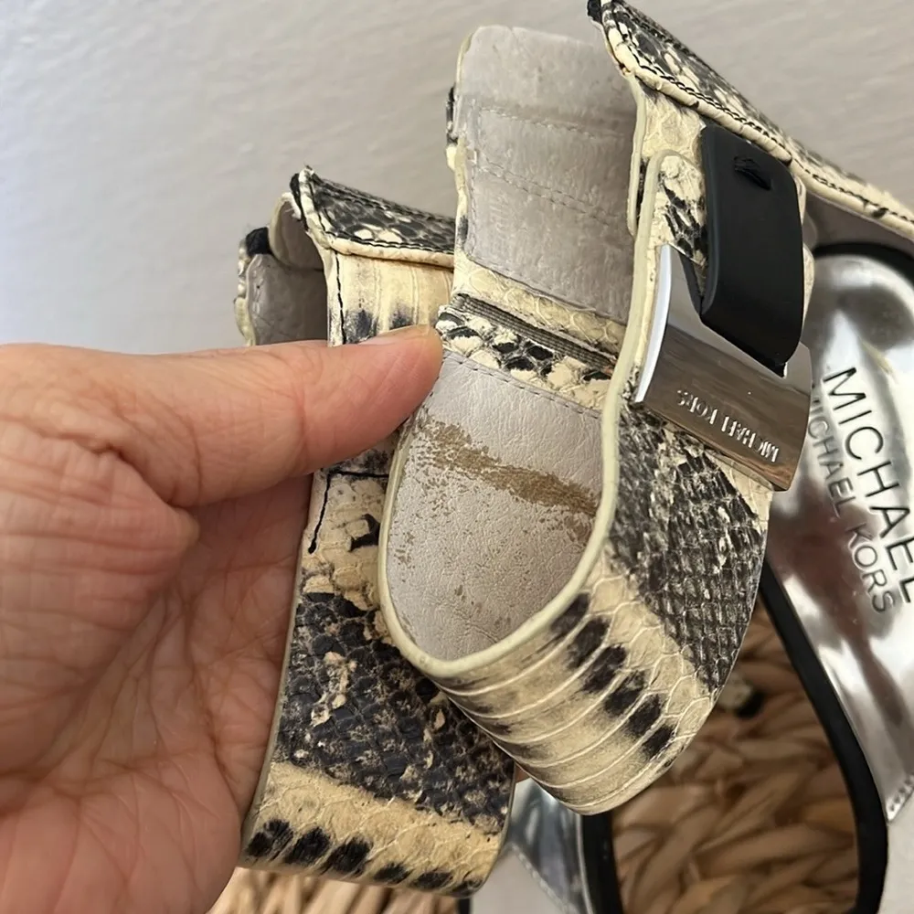 Michael Kors Black Peep Toe Heels W/ Snakeskin Ankle Cuff & Heel size us 6 - Image 3