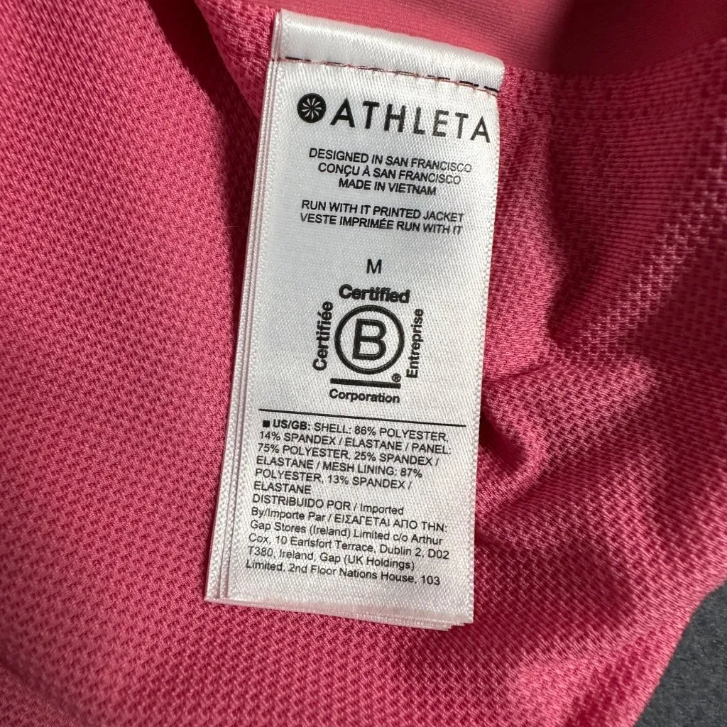 Athleta Womens Medium‎ Pink Run With It Full Zip Long Sleeve Jacket Pockets - Image 9