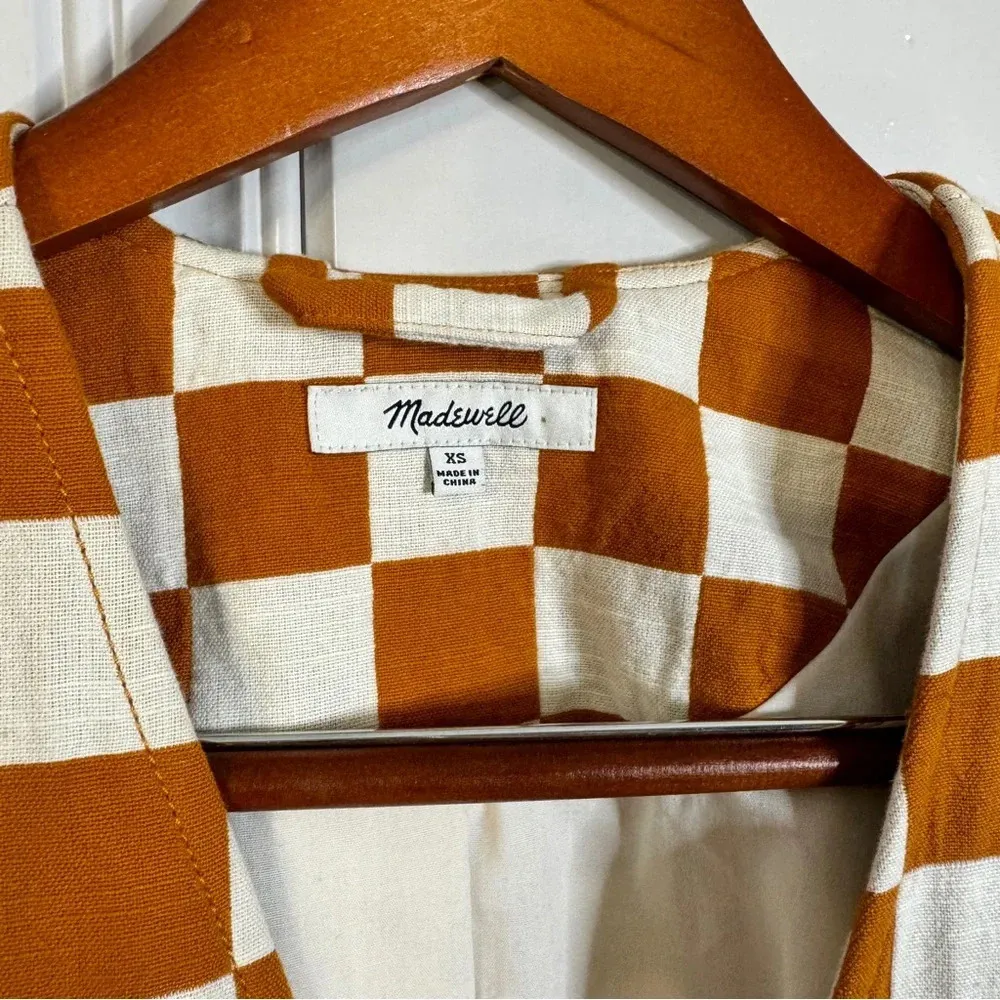 Madewell Brown and White Checkered Jacket - Image 4