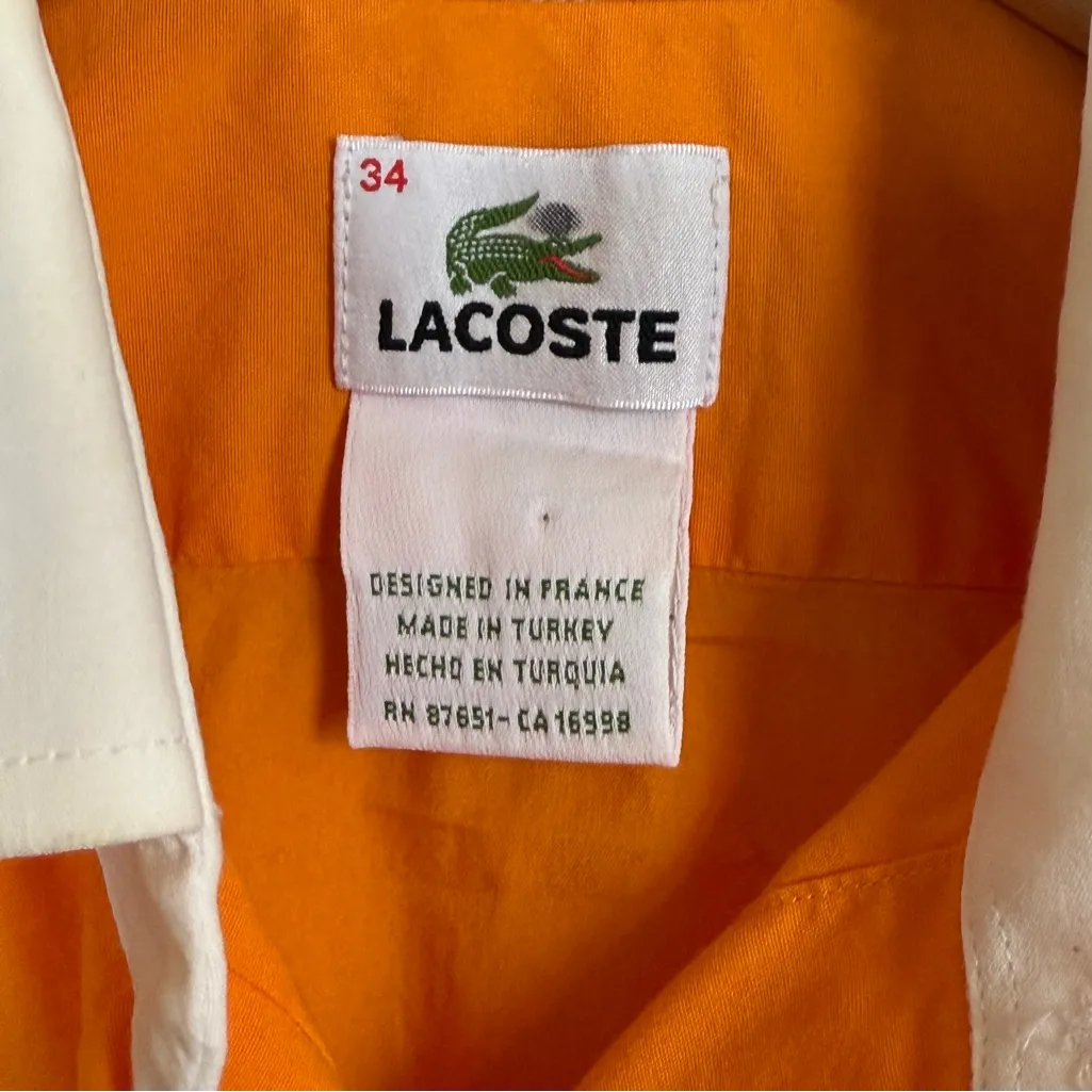 Vintage Lacoste Orange Button Front Blouse Shirt Women's Size 34 - Image 6